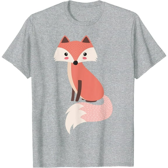 Cute Cartoon Fox Animal & Nature Lover Gift Unisex T-Shirt for Men Women Kids,Sport Grey Color,Size M