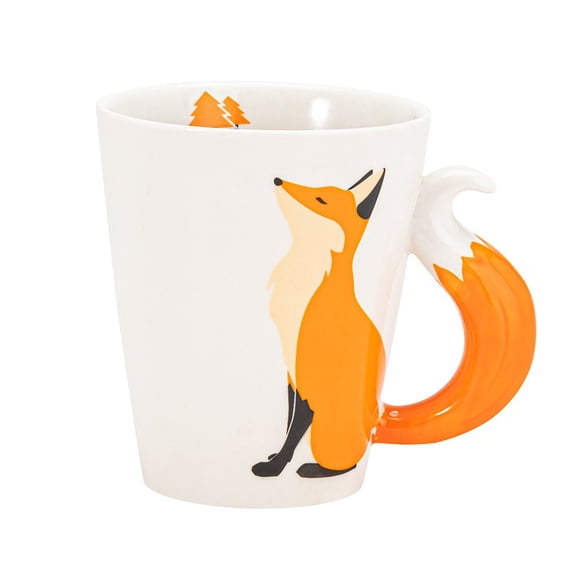Cute Cartoon Fox Ceramic Mug with Tail Handle - Creative Coffee Cup for Graduation Gift, Home Office, Daily Use for Adults & Students