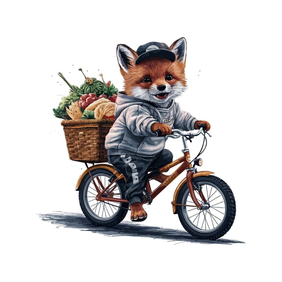 Cute Cartoon Fox Cycling Fearless Bold Animal Wall Art Sticker Designs Vinyl Stickers For Home House Walls Rooms Windows Bedroom Decoration Size (12x12 inch)