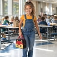 thumbnail image 1 of Cute Cartoon Fox Insulated Lunch Tote Bag for Kids, Black Animal Print Portable Thermal Cooler Handbag for School Picnic Travel Food Storage, 1 of 7