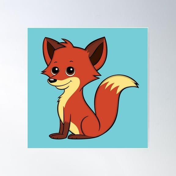 Cute Cartoon Fox Poster Wall Art, Modern Wall Decor For Living Room Bedroom, 17x17 UNFRAMED