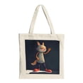 thumbnail image 1 of Cute Cartoon Fox Tote Bag - Multifunctional Canvas Bag with Peace Sign Design Perfect for Shopping Travel and Parties, 1 of 4