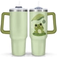 thumbnail image 1 of Cute Cartoon Frog 40 Oz Tumbler with Handle Lid and Straw, Stainless Steel Double Walled Vacuum Insulated Cup, Cute Anniversary Wedding Birthday Gifts Tumbler for Women Men Friends Outdoor Indoor, 1 of 7