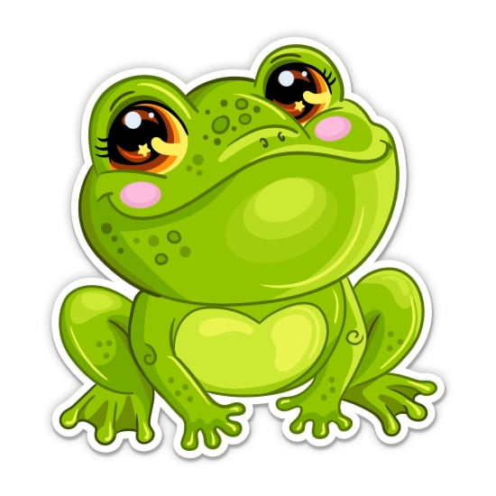 Cute Cartoon Frog - 8" Vinyl Sticker - For Car Laptop I-Pad - Waterproof Decal