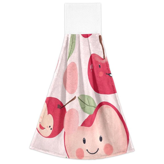 Cute Cartoon Fruit 2 Pack 14''x18'' Hand Towels Soft Coral Fleece Quick Dry Hook and Loop for Kitchen Bathroom