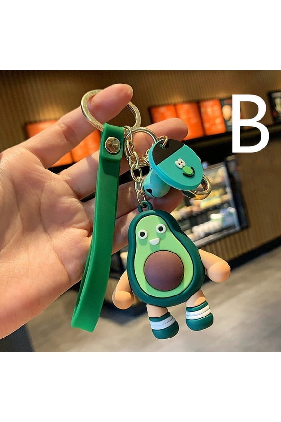 Avocado Keychain Cute Cartoon Fruit 3D PVC Charm Adorable Accessory for Keys Backpacks Bags Decoration Gift Present Fun