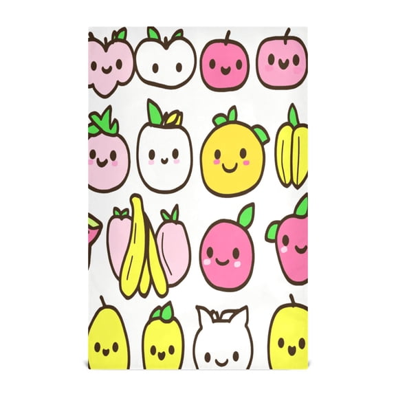 Cute Cartoon Fruits Pattern Kitchen Towels Set of 4 Tea Towels for Kitchen Decorative Waffle Dishcloths 28x18in
