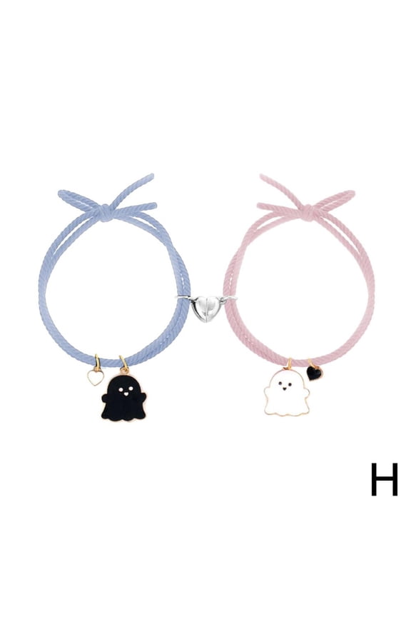 Cute Cartoon Ghost Romantic Couple Heart Magnetic Attracting Bracelets For Women Pendant Jewelry Gift Friendship Bracelet