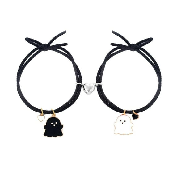 Cute Cartoon Ghost Romantic Couple Heart Magnetic Attracting Bracelets For Women Bracelet Pendant Gift Friendship Jewelry friend bracelet halloween jewelry matching matching necklace and brace V2R3