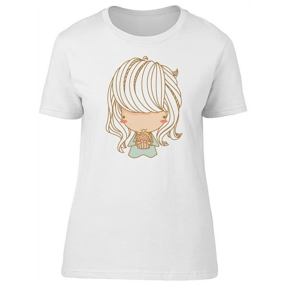 Cute Cartoon Girl With Hamburger Tee Women's -Image by Shutterstock