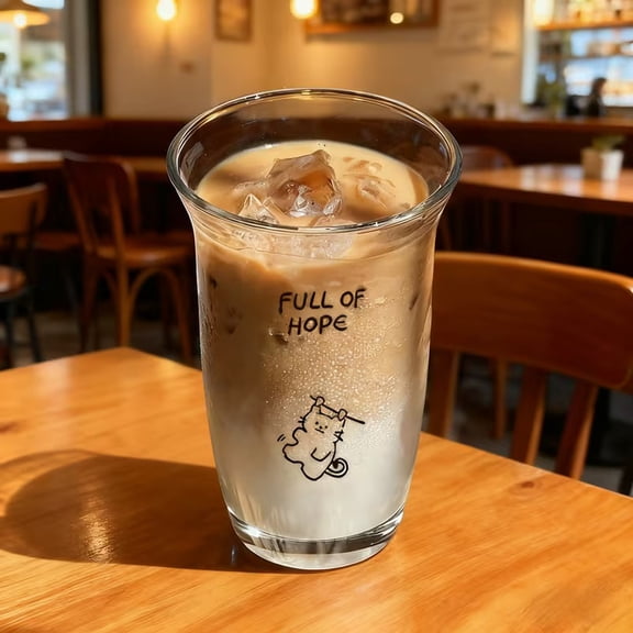 Cute Cartoon Glass Cups - Microwave-safe Coffee Mugs for Cold Brew, Latte, Milk, and Juice