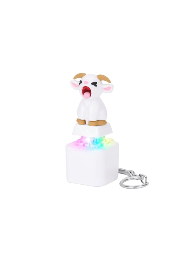 Cute Cartoon Goat Keychain Light Up Keyring Mini Led Figure Key Accessory Durable Portable Backpack Charm Fun Novelty Gift for Teens Friends Daily Casual Use White 1 Pack