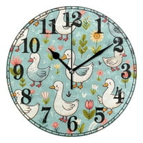 Cute Cartoon Goose Silent Wall Clock 10" Non-Ticking Battery Clock