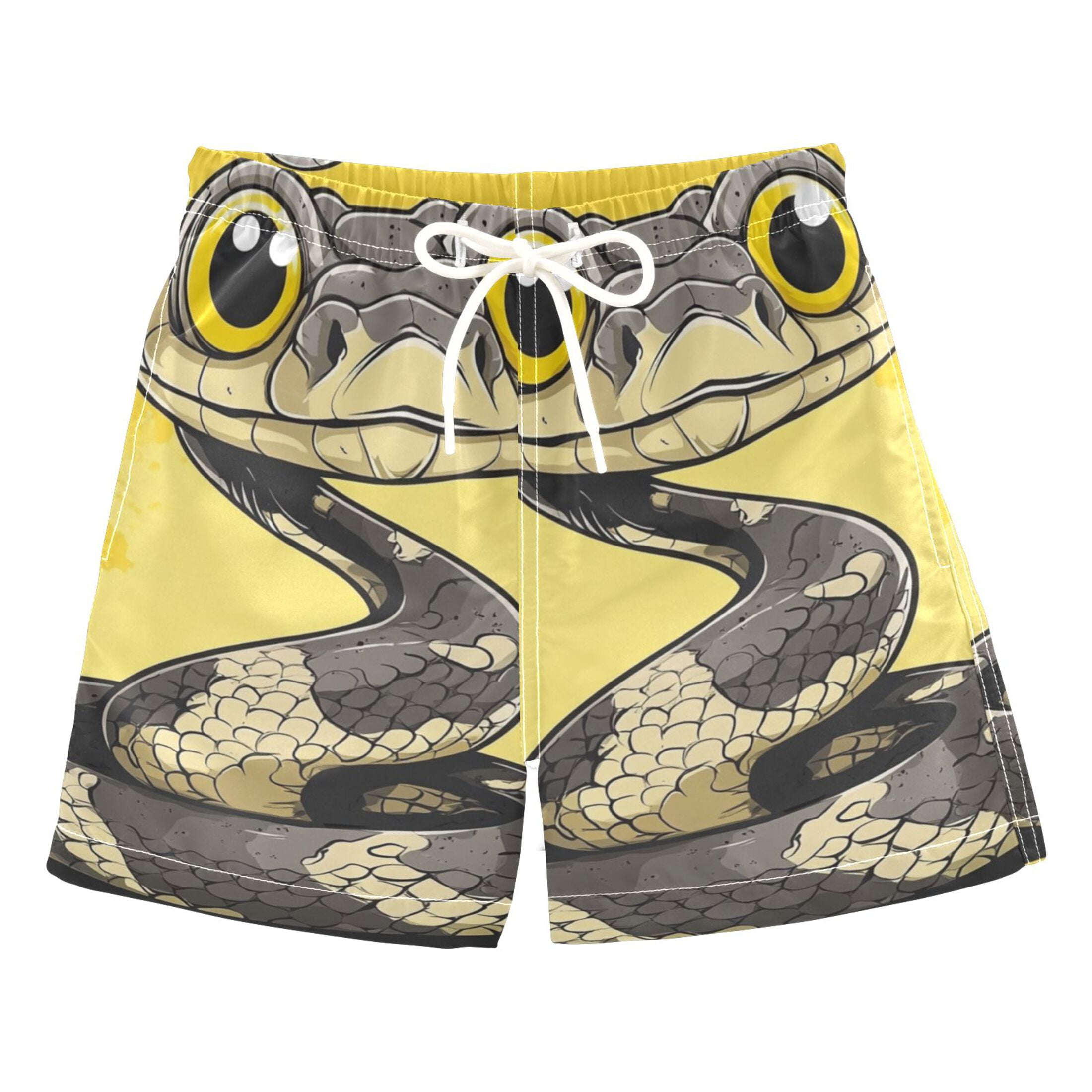 Cute Cartoon Gray Snake Boys Swim Trunks Quick Dry Boy Swim Shorts
