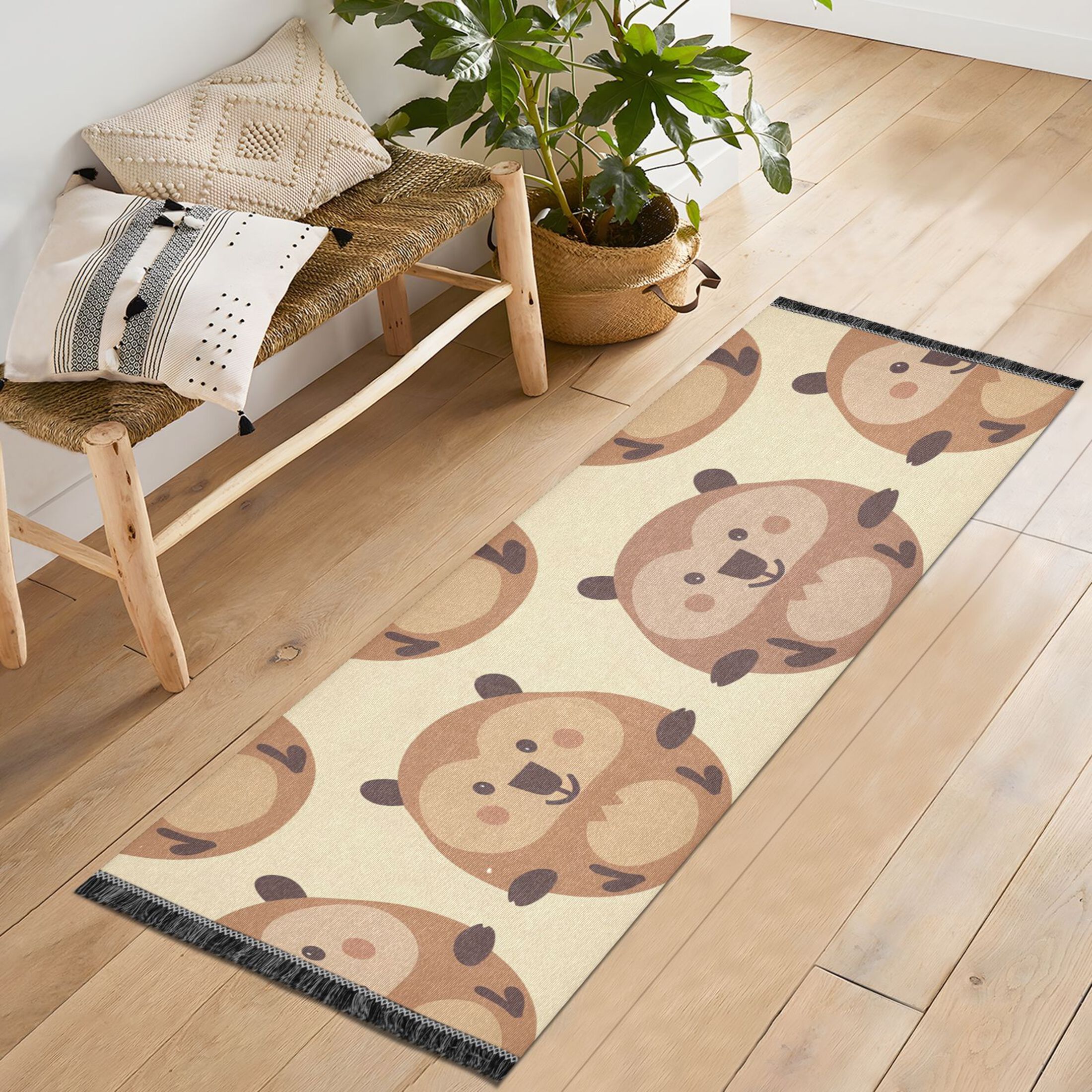 Cute Cartoon Groundhog Runner Rug 2'x6' Hallway Area Rugs Vintage Non ...