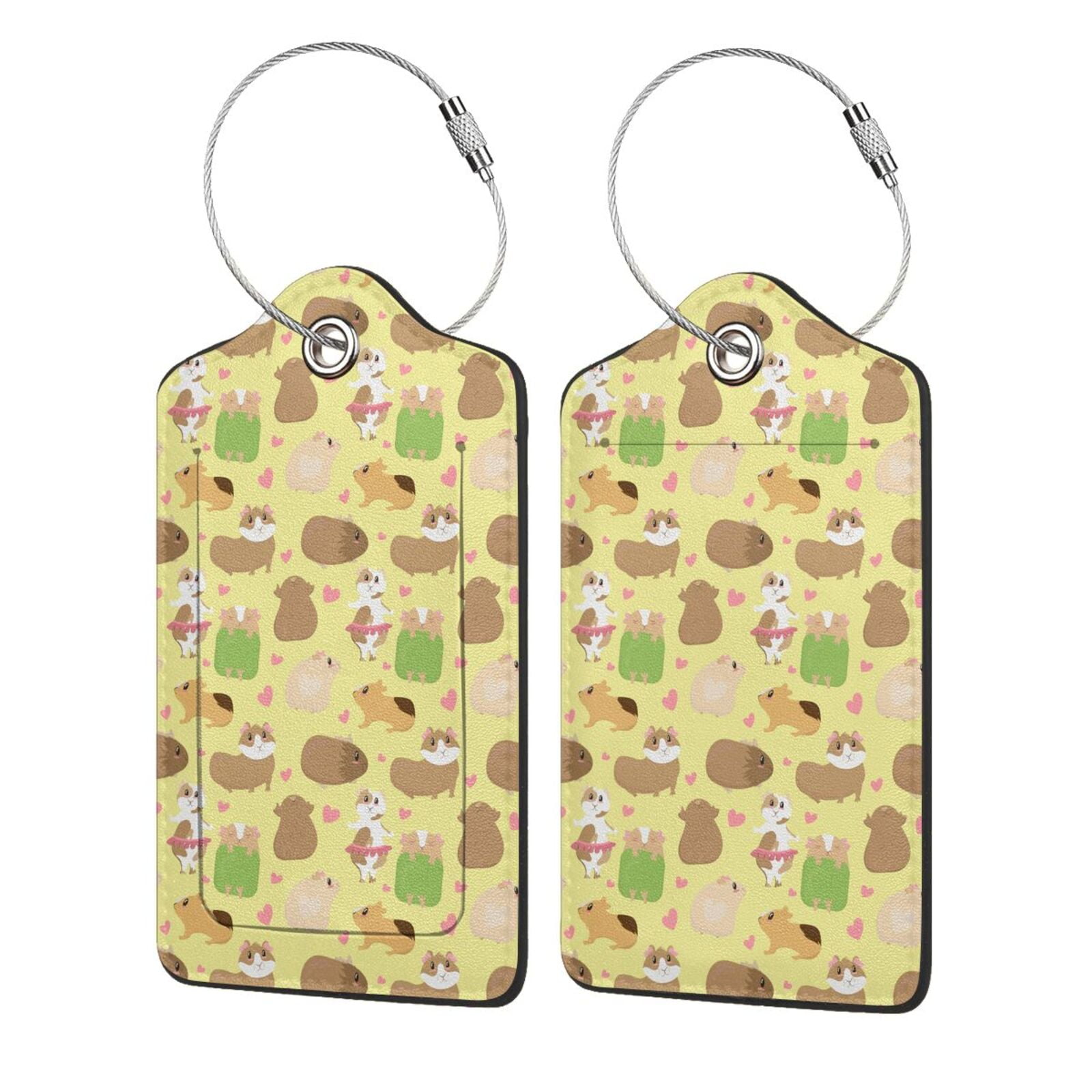 Cute Cartoon Guinea Pig Pattern Luggage Tags for Suitcase PU Privacy Cover ID Label Address Card
