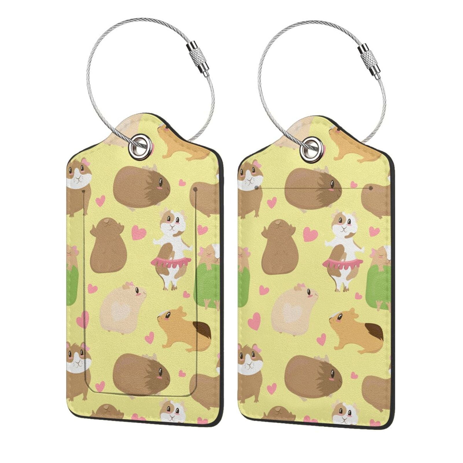 Cute Cartoon Guinea Pig Pattern Luggage Tags for Suitcase PU Privacy Cover ID Label Address Card