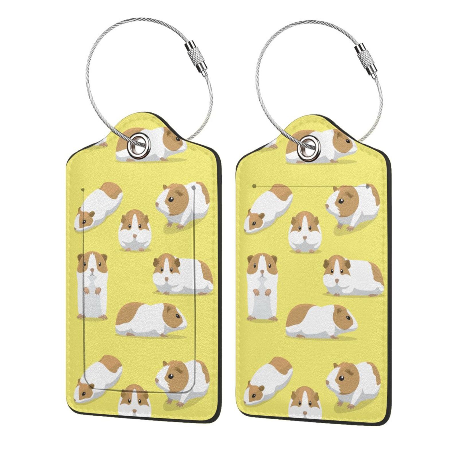 Cute Cartoon Guinea Pig Pattern Luggage Tags for Suitcase PU Privacy Cover ID Label Address Card