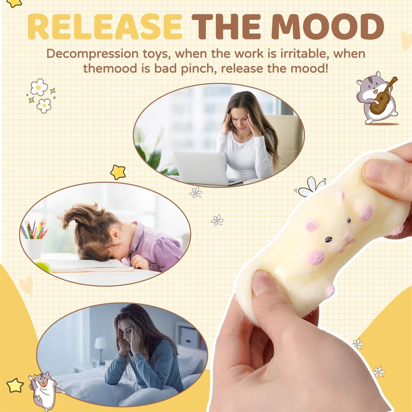 Photo inspiration: Relaxing Hamster Hideaways For Stress Relief Reference: Cute Cartoon Hamster Stress Toy