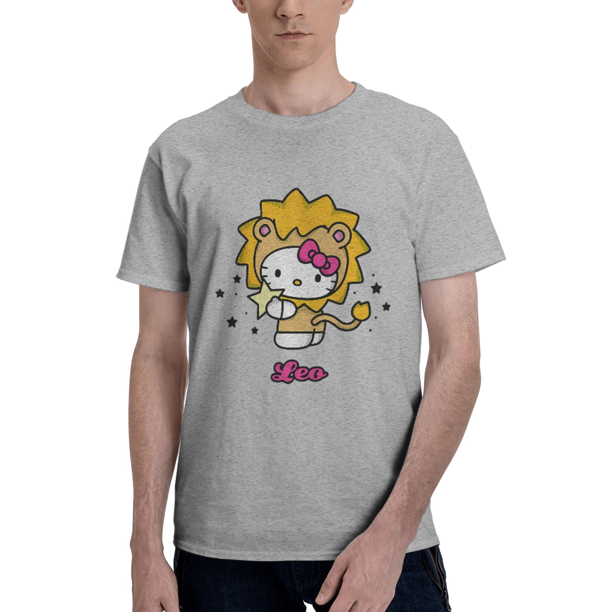 Cute Cartoon He_llo Kit_ty Leo Shirts, Crew Neck, Short Sleeve, Graphic