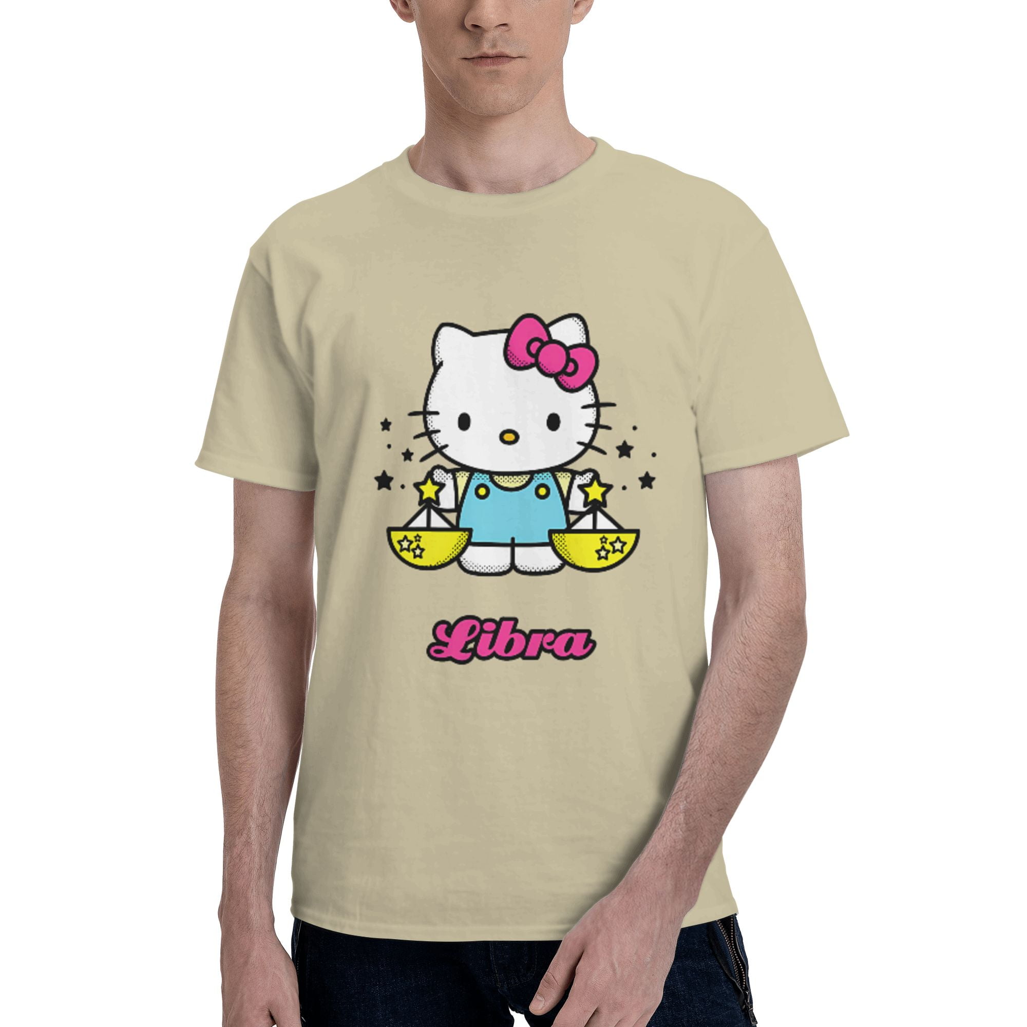 Cute Cartoon He_llo Kit_ty Libra Shirts, Crew Neck, Short Sleeve