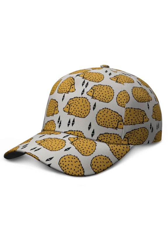 Cute Cartoon Hedgehog Dad Hat - Breathable Structured Cap with Aesthetic Sky & Tree Pattern, Unisex Outdoor