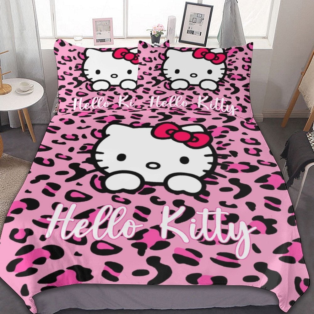 Cute Cartoon Hello Kitty Bedding Set Full Size Duvet Cover Set for ...