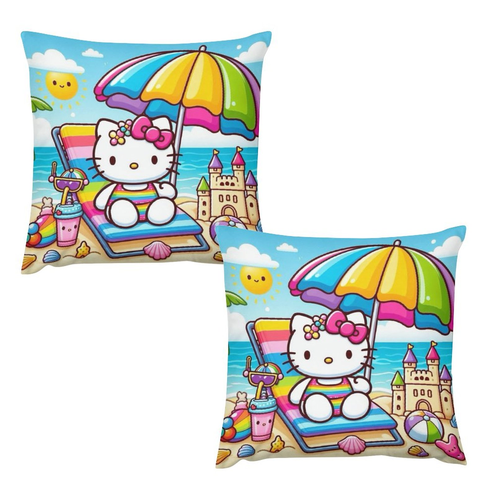 Cute Cartoon Hello Kitty Home Decorative Anime Plush Pillow Case Set of