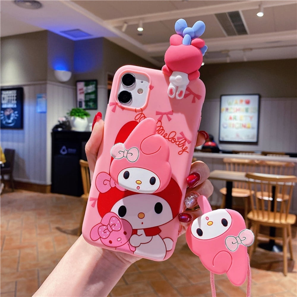 Cute Cartoon Hello Kitty & Melody 3D Silicone Phone Case for iPhone 16 15 14 13 12 11 Soft Cover