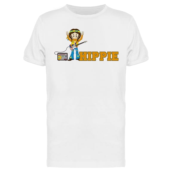 Cute Cartoon Hippie Design T-Shirt Men -Image by Shutterstock, Male Small