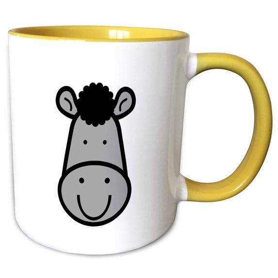 3drose, Cute Cartoon Horse, 11oz Two-tone Yellow Mug