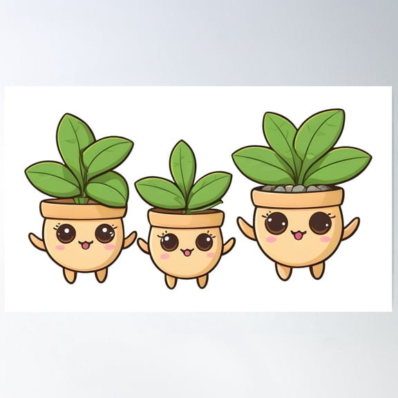 Cute Cartoon Hoya Plants With Smiling Faces Poster Wall Art, Modern Wall Decor For Living Room Bedroom, 12x18 UNFRAMED