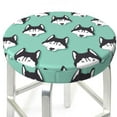 Cute Cartoon Husky Funny Green Round Bar Stool Seat Covers, Elastic