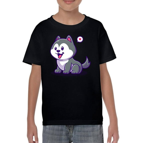 Cute Cartoon Husky Pup T-Shirt Juniors -Image by Shutterstock, Large