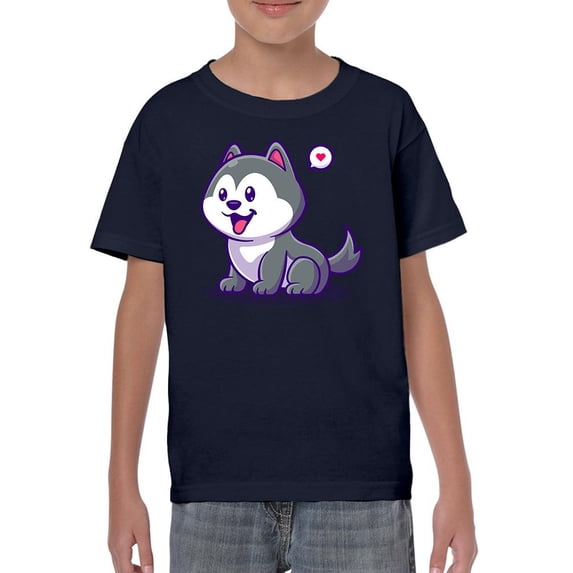Cute Cartoon Husky Pup T-Shirt Juniors -Image by Shutterstock, Medium