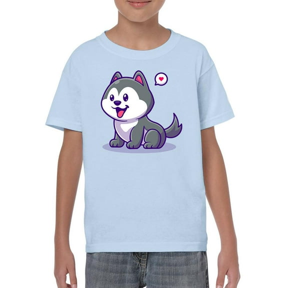 Cute Cartoon Husky Pup T-Shirt Juniors -Image by Shutterstock,  Medium