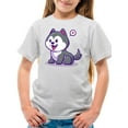 thumbnail image 1 of Cute Cartoon Husky Pup T-Shirt Juniors -Image by Shutterstock,  x-Large, 1 of 4
