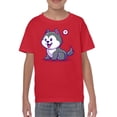 thumbnail image 1 of Cute Cartoon Husky Pup T-Shirt Juniors -Image by Shutterstock,  x-Small, 1 of 4