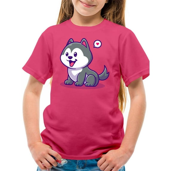 Cute Cartoon Husky Pup T-Shirt Juniors -Image by Shutterstock, x-Small
