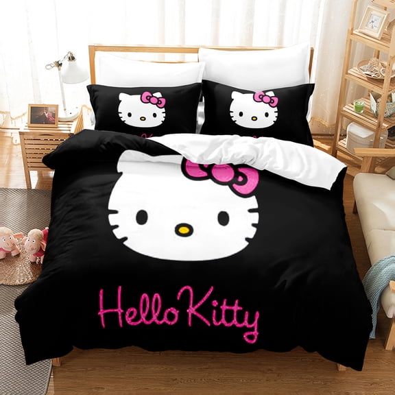 Cute Cartoon KT Cat Duvet Cover Pillowcase Three-piece Set Quilt Cover Pillowcase Two-piece Set