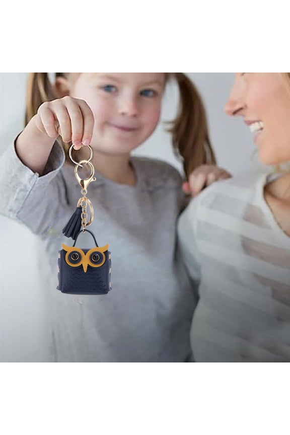 Cute Cartoon Keychain Pendant Leather Owl Purse Keychain Car Key Pendant Women's Key Ring Clip Charm for Bags Unique Accessories