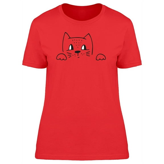 Cute Cartoon Kitten Face T-Shirt Women -Image by Shutterstock, Female Medium