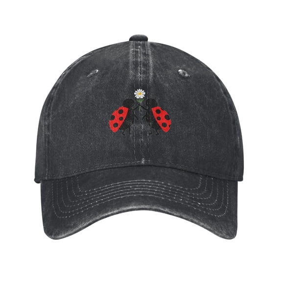 Cute Cartoon Ladybug Baseball Cap with Floral Daisy Adjustable Demin Ladybugs Hat Gifts for Women Adults Insect Lover Outdoor Fishing Hiking