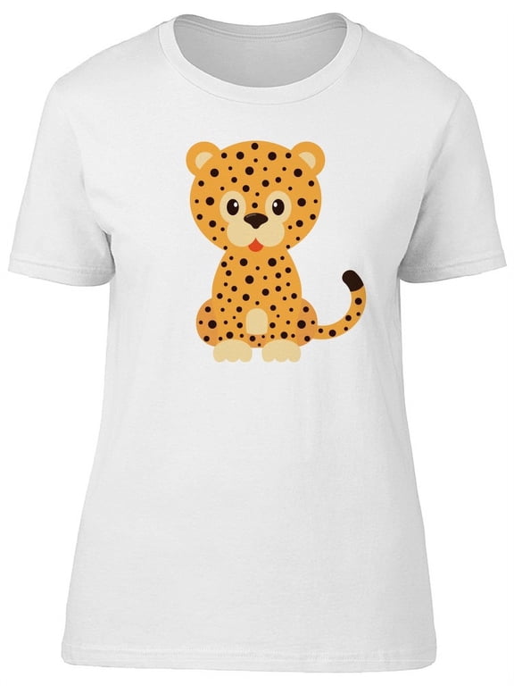 Cute Cartoon Leopard T-Shirt Women -Image by Shutterstock, Female Large