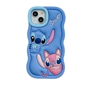 LAKIDAY Cartoons Themed Silicone Soft Shell Back Cover Cell Phone Case for iPhone, Blue