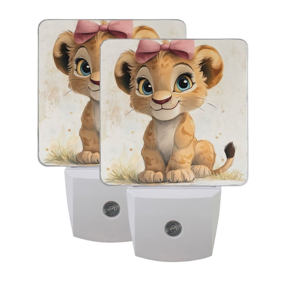 Cute Cartoon Lion LED Night Light with Smart Sensor Plug Into Wall Dusk to Dawn 2 packs