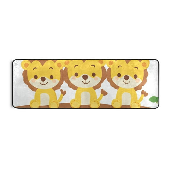 Cute Cartoon Lion Sitting on Tree Runner Rug for Hallways Kitchen Non Slip 2'x 6' Washable Hall Carpet for Bedroom Entryway Laundry Room