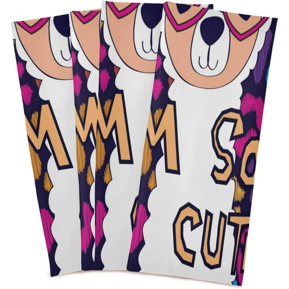 Cute Cartoon Llama Alpaca Dish Towels Set of 4, I'm So Cute Washable Tea Towels Dishcloths Lint-Free 18x28 Inch Fast Drying for Kitchen Restaurant Bar Clean