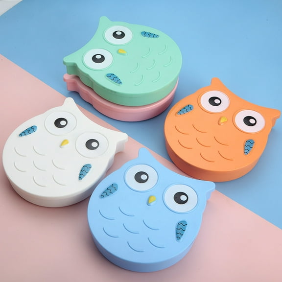 Cute Cartoon Lunch Box, Plastic 3 Compartments Food Container, Cartoon Owl Bento Box, Food Safe Microwave Storage Container