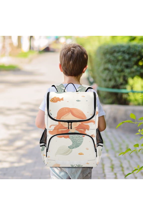 Cute Cartoon Mermaids Backpack Big Laptop Backpack Casual Daypack Quilted Large Capacity Large Bookbags